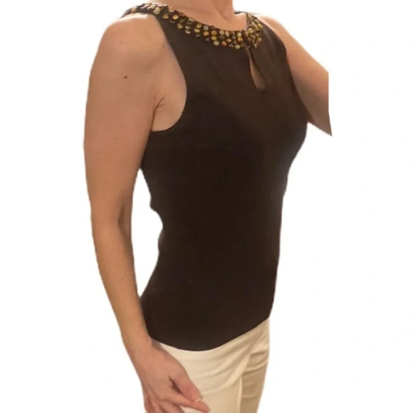 Ann Taylor Loft Rock beaded‎ sweater tank top​ - Picture 5 of 11